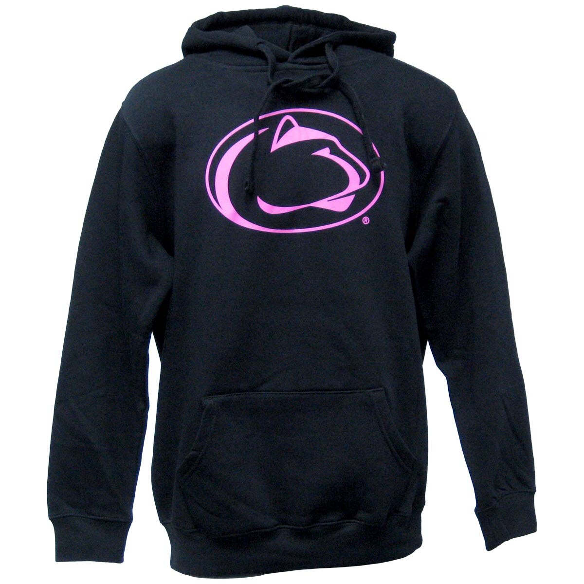 black hooded sweatshirt with throwback pink Penn State Athletic Logo